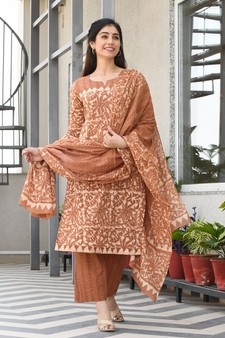 TARITA BLOCK PRINTED KURTA-PANTS & DUPATTA SET