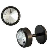 Faux Stone Black Single Stud Earring for Men