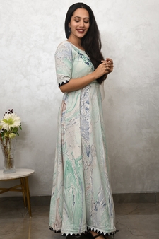 ZIYA EMBROIDERED MARBLED DRESS