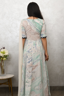 ZIYA EMBROIDERED MARBLED DRESS