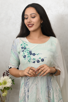 ZIYA EMBROIDERED MARBLED DRESS