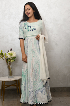 ZIYA EMBROIDERED MARBLED DRESS