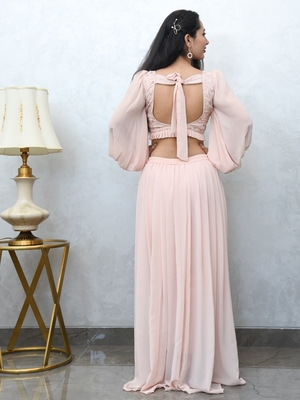 BLUSH PINK CROP TOP WITH COWL PANTS 4