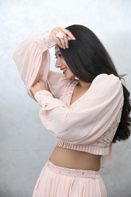 BLUSH PINK CROP TOP WITH COWL PANTS 6