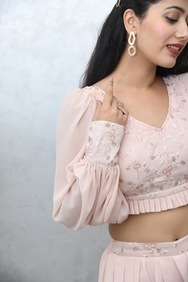 BLUSH PINK CROP TOP WITH COWL PANTS 9