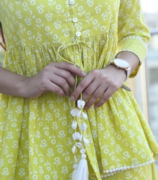 LIME FLORA-STRIPED TOP & PANELED PLAZZO SET