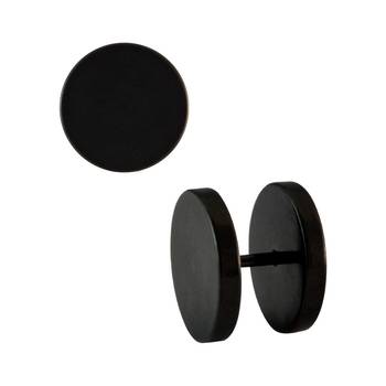 Plain Round Black Single Stud Earring for Men (H: 14 mm, W: 14 mm) 1