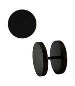Plain Round Black Single Stud Earring for Men (H: 14 mm, W: 14 mm)