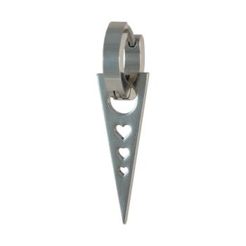 Dangling Triangle with Hearts Single Hoop Earring for Men - Silver 1