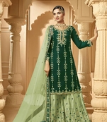 Green Embroidery Work Sangeet Palazzo Salwar Kameez