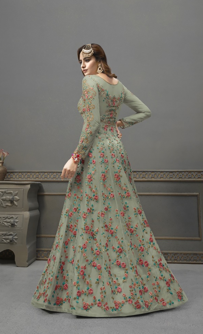sage green anarkali dress SAGE GREEN RASHIKA ANARKALI SET OF 3 main image 0
