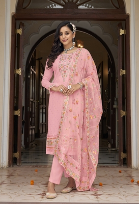 Pink Faux Georgette Treandy Suit 1