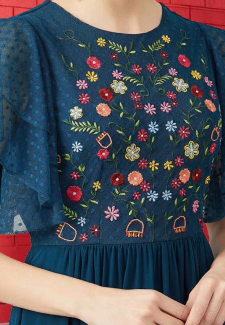 Trendmalls Morpeach Faux Georgette Embroidered Anarkali Festive Casual Premium Kurtis