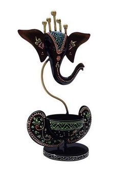 Trinity Craft Iron Black Painted Ganesha Tea Light |Table Decor | Wall Decor | Table showpiece | Home Showpiece