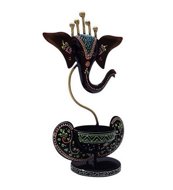 Trinity Craft Iron Black Painted Ganesha Tea Light |Table Decor | Wall Decor | Table showpiece | Home Showpiece 1