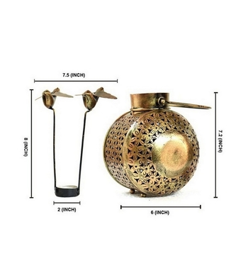 Trinity Craft Iron Antique 2 Bird Handi Hanging T-Light Holder |Table Decor | Wall Decor | Table showpiece 2