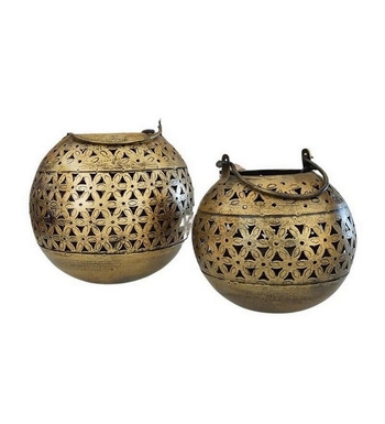 Trinity Craft Iron Antique Handi Hanging T-Light Holder Set Of 2 | Table Decor | Wall Decor | Table showpiece 1
