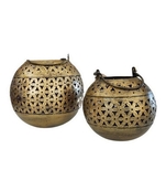 Trinity Craft Iron Antique Handi Hanging T-Light Holder Set Of 2 | Table Decor | Wall Decor | Table showpiece