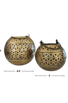 Trinity Craft Iron Antique Handi Hanging T-Light Holder Set Of 2 | Table Decor | Wall Decor | Table showpiece