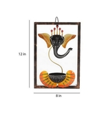 Trinity Craft Iron Handpainted Yellow Ganesh T-Light In Frame Wall Art | Table Decor | Wall Decor | Table Home Showpiece