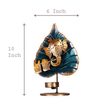 Trinity Craft Iron Multicolor  Handpainted Ganesh T-Light | Table Decor | Wall Decor | Table showpiece | Home Showpiece 2