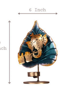 Trinity Craft Iron Multicolor  Handpainted Ganesh T-Light | Table Decor | Wall Decor | Table showpiece | Home Showpiece