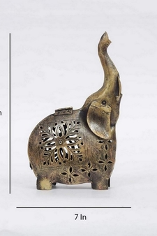 Trinity Craft Iron Antique Painted Tea Light Elephant Animal Figurine | Table Decor | Wall Decor | Table showpiece