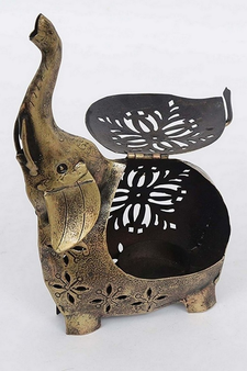 Trinity Craft Iron Antique Painted Tea Light Elephant Animal Figurine | Table Decor | Wall Decor | Table showpiece