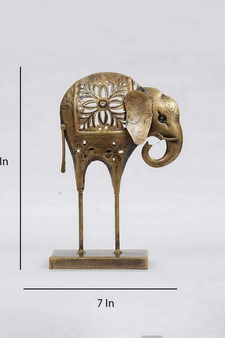 Trinity Craft Iron Antique Painted Tea Light Elephant Animal Figurine | Table Decor | Wall Decor | Table showpiece