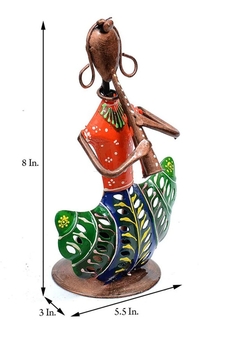 Trinity Craft Iron Multicolour Lady Musician T-Light Holder | Table Decor | Wall Decor | Table showpiece |Home Showpiece