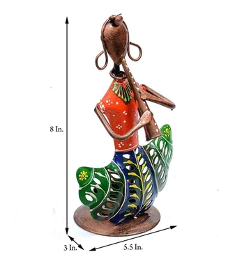 Trinity Craft Iron Multicolour Lady Musician T-Light Holder | Table Decor | Wall Decor | Table showpiece |Home Showpiece 1