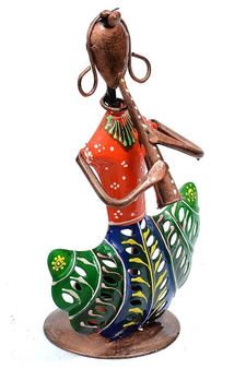 Trinity Craft Iron Multicolour Lady Musician T-Light Holder | Table Decor | Wall Decor | Table showpiece |Home Showpiece