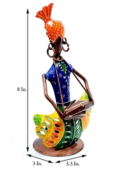 Trinity Craft Iron Multicolour Men Musician T-Light Holder | Table Decor | Wall Decor | Table showpiece | Home Showpiece