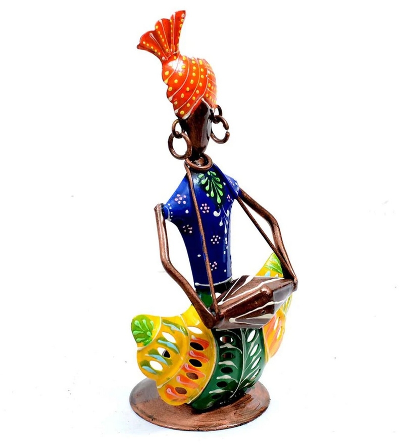 Trinity Craft Iron Multicolour Men Musician T-Light Holder | Table Decor | Wall Decor | Table showpiece | Home Showpiece