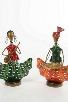 Trinity Craft Iron Multicolour Couple Musician T-Light Holder | Table Decor | Wall Decor |Table showpiece Home Showpiece