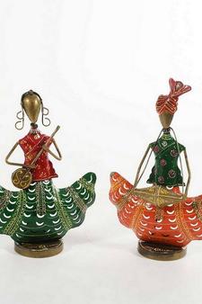 Trinity Craft Iron Multicolour Couple Musician T-Light Holder | Table Decor | Wall Decor |Table showpiece Home Showpiece