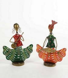 Trinity Craft Iron Multicolour Couple Musician T-Light Holder | Table Decor | Wall Decor |Table showpiece Home Showpiece