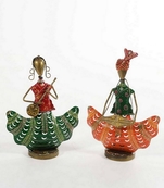 Trinity Craft Iron Multicolour Couple Musician T-Light Holder | Table Decor | Wall Decor |Table showpiece Home Showpiece