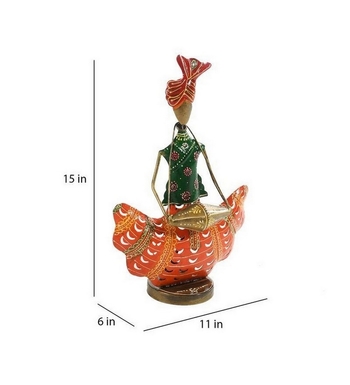 Trinity Craft Iron Multicolour Couple Musician T-Light Holder | Table Decor | Wall Decor |Table showpiece Home Showpiece 2