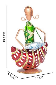 Trinity Craft Iron Multicolour Lady Musician T-Light Holder | Table Decor | Wall Decor | Table showpiece |Home Showpiece