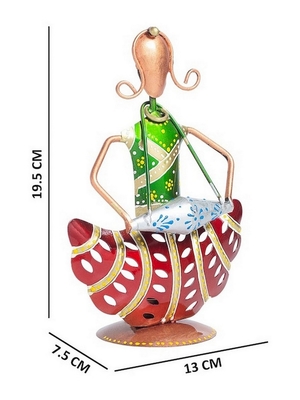 Trinity Craft Iron Multicolour Lady Musician T-Light Holder | Table Decor | Wall Decor | Table showpiece |Home Showpiece 1