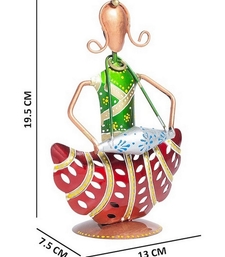Trinity Craft Iron Multicolour Lady Musician T-Light Holder | Table Decor | Wall Decor | Table showpiece |Home Showpiece
