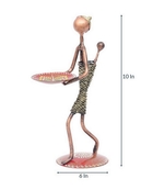 Trinity Craft Iron Multicolour Lady With Kid Single T-Light Holder | Table Decor | Wall Decor | Table Home Showpiece