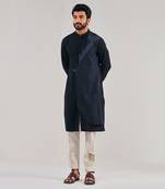 Black Cotton Linen Kurta