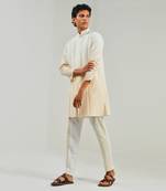 White & Off White Ombre Cotton Silk Kurta