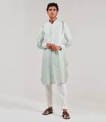 Cyan Cotton Silk Kurta