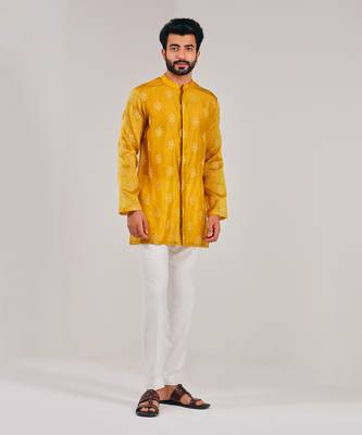 Turmeric Yellow Cotton Silk Kurta 1