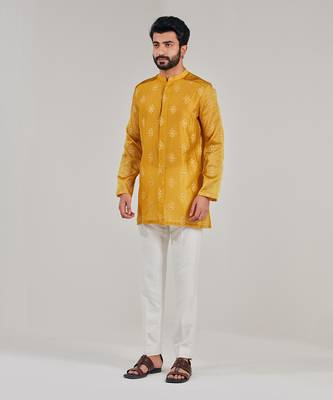 Turmeric Yellow Cotton Silk Kurta 2