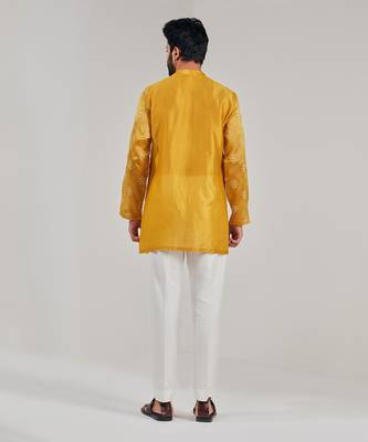Turmeric Yellow Cotton Silk Kurta 3