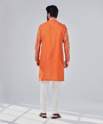 Sunrise Orange Cotton Silk Kurta 2